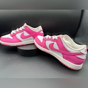 Nike Pink and White Dunk Low Sneakers